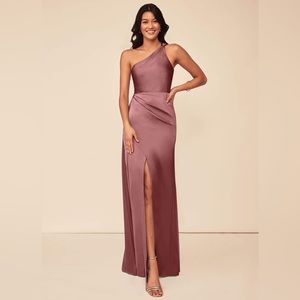 Azazie Satin Amethyst Maron Dress (Hemmed) - Size 4